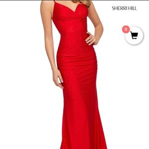 Red Sherri hill rhinestone dress. #53355